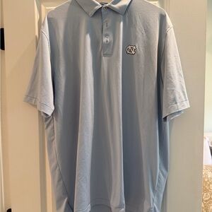 Peter Millar Blue and White Striped UNC Polo Shirt